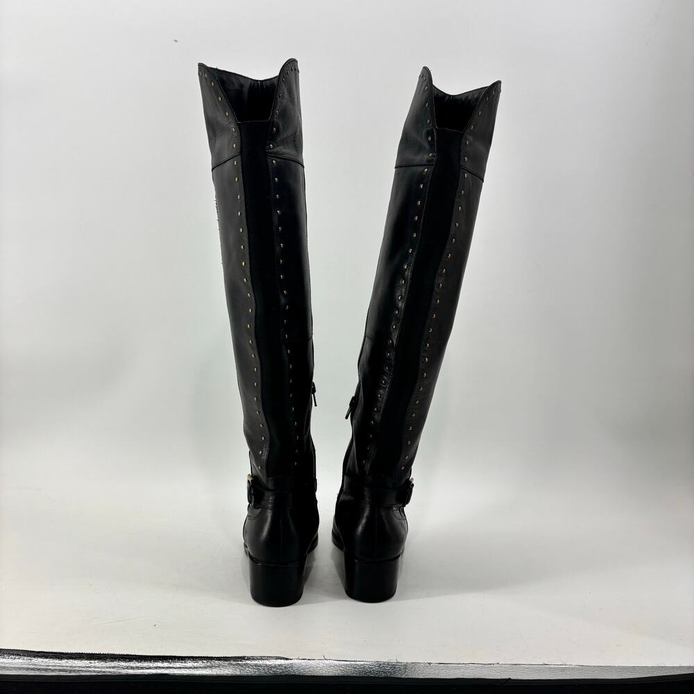 Sam Edelman Black Knee High Rider Boots Size 8.5 Leather Studded - Picture 9 of 14